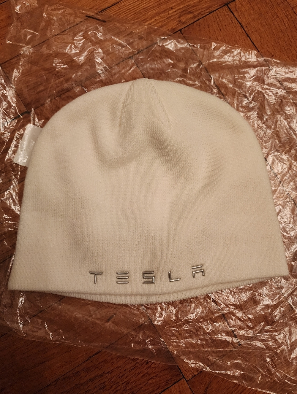 Brand New Tesla White Knit Beanie